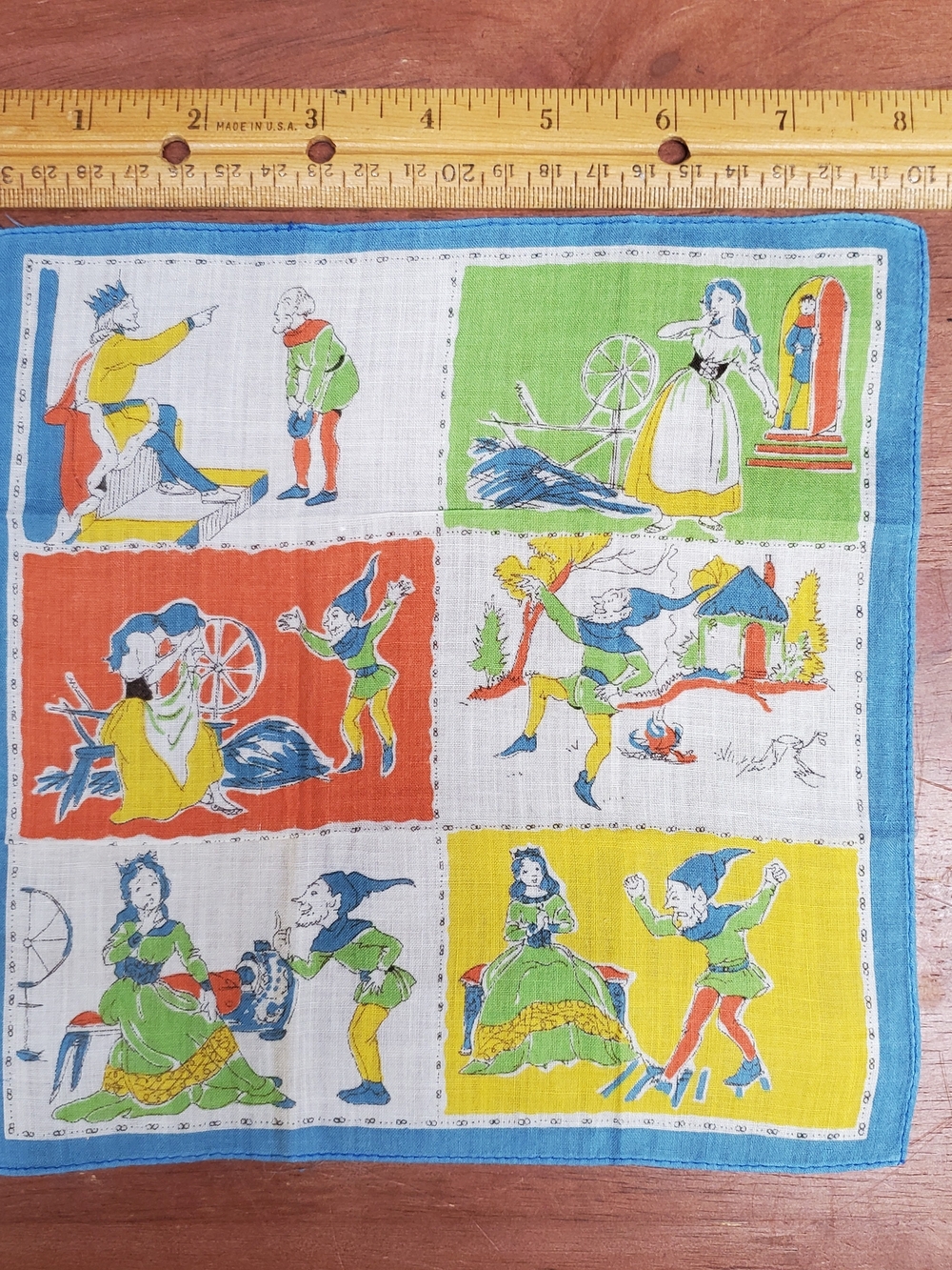 Vintage Storybook Print Cotton Handkerchief - Multicolor
